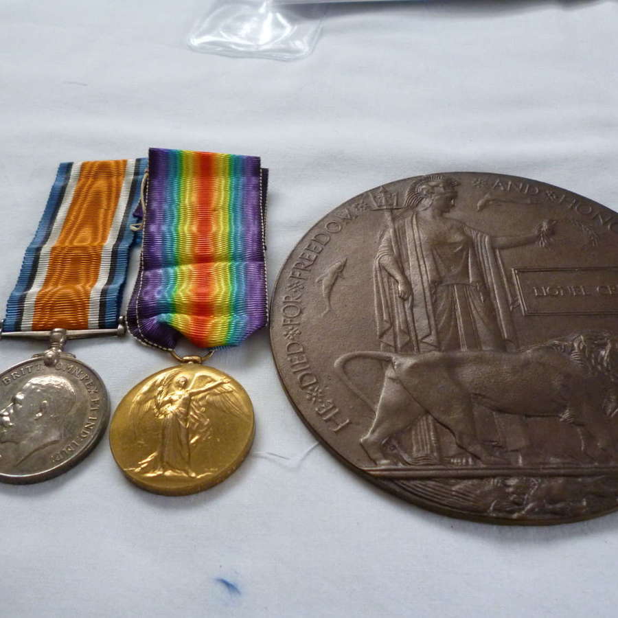 BWM & Victory Medal + Death Plaque to Suffolk Regt.