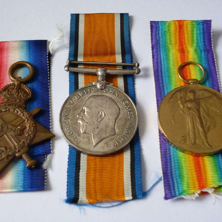 1914-15 Star Trio 630 Private. H. Davies. Northumberland Fusiliers