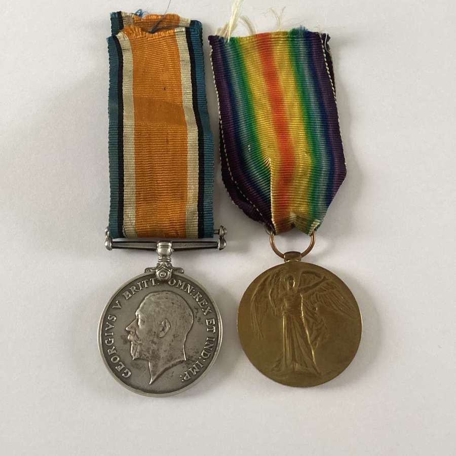 British War & Victory Medals Manchester REg K.I.A. with the Wiltshires