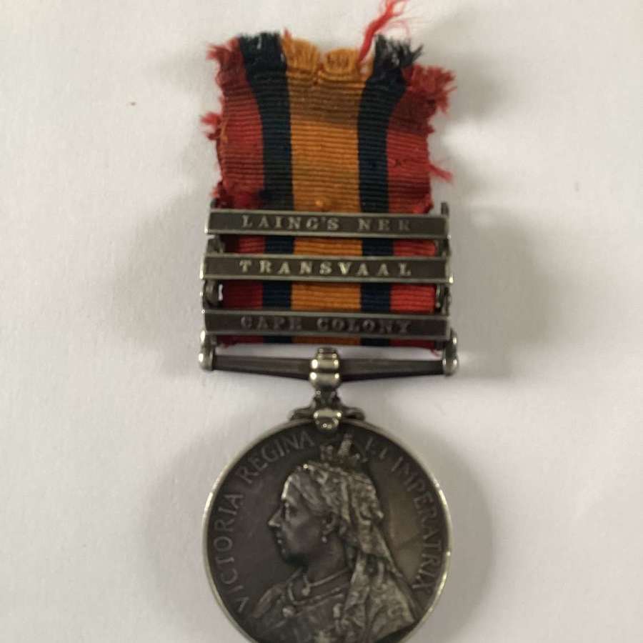 3 Bar Queens South Africa Medal Leicestershire Regiment Wounded