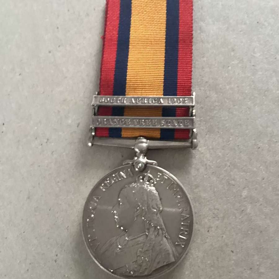 2 Bar Queens South Africa Medal 3082 Private. G. Sykes Kings Royal Rif