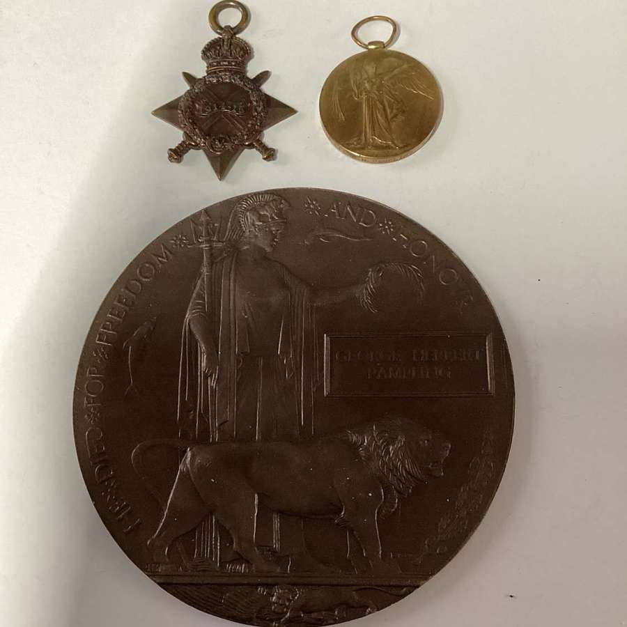 1914-15 Star, British War Medal & Plaque Cambridgeshire Regiment