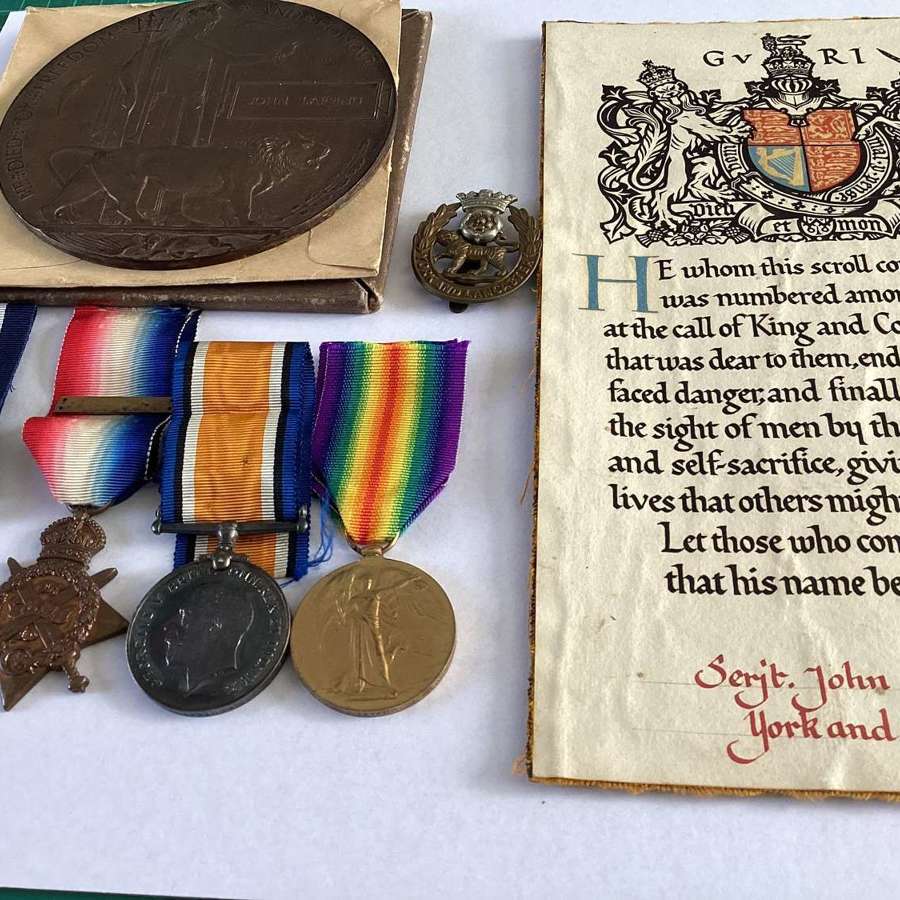 Military Medal GV, 1914 Star Trio, Death Plaque & Scroll