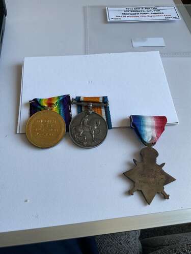 1914 Star & Bar Casualty Trio Seaforth Highlanders