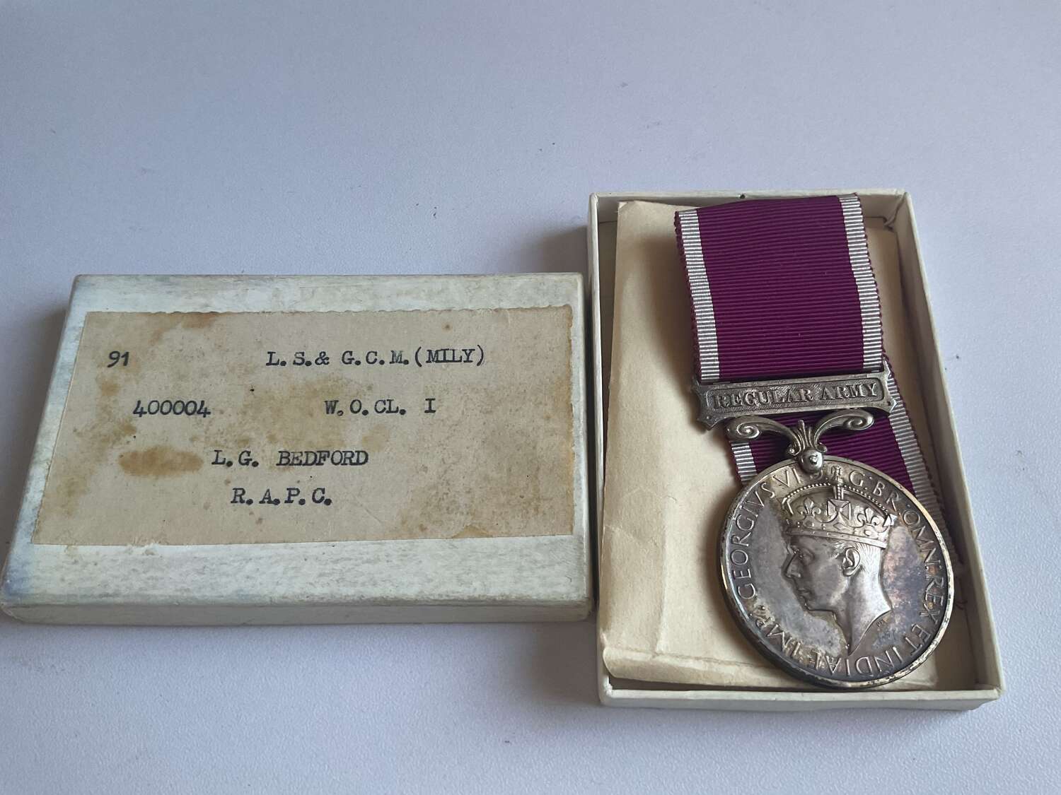 Arny Long service & Good Conduct Medal  Royal Army Pay Corp