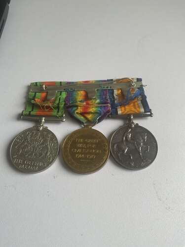 BWM, Victory & Defence Medals North Staffordshire Regiment