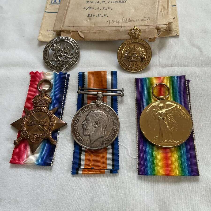Australian Trio & Silver War Badge